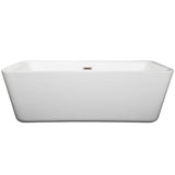 Wyndham Collection - Emily 69 Inch Freestanding Bathtub in White with Brushed Nickel Drain and Overflow Trim - White With Brushed Nickel