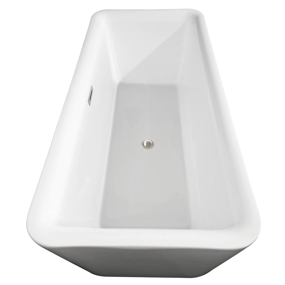 Emily 69 Inch Freestanding Bathtub in White with Polished Chrome Drain and Overflow Trim