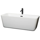 Wyndham Collection - Emily 69 Inch Freestanding Bathtub in White with Floor Mounted Faucet, Drain and Overflow Trim in Matte Black