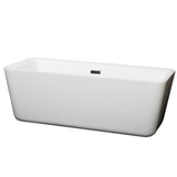 Wyndham Collection - Emily 69 Inch Freestanding Bathtub in White with Matte Black Drain and Overflow Trim
