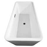 Emily 69 Inch Freestanding Bathtub in White with Matte Black Drain and Overflow Trim