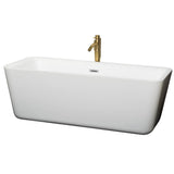 Wyndham Collection - Emily 69 Inch Freestanding Bathtub in White with Polished Chrome Trim and Floor Mounted Faucet in Brushed Gold