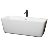 Wyndham Collection - Emily 69 Inch Freestanding Bathtub in White with Shiny White Trim and Floor Mounted Faucet in Matte Black