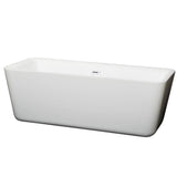 Wyndham Collection - Emily 69 Inch Freestanding Bathtub in White with Shiny White Drain and Overflow Trim