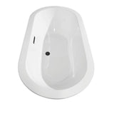 Soho 60 Inch Freestanding Bathtub in White with Floor Mounted Faucet, Drain and Overflow Trim in Matte Black