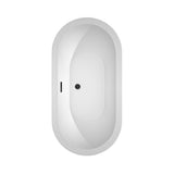 Soho 60 Inch Freestanding Bathtub in White with Floor Mounted Faucet, Drain and Overflow Trim in Matte Black