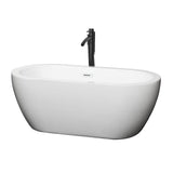 Wyndham Collection - Soho 60 Inch Freestanding Bathtub in White with Shiny White Trim and Floor Mounted Faucet in Matte Black
