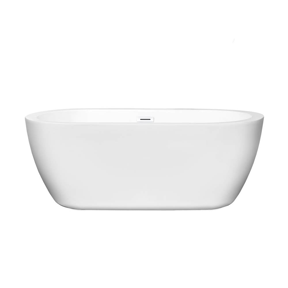 Soho 60 Inch Freestanding Bathtub in White with Shiny White Drain and Overflow Trim