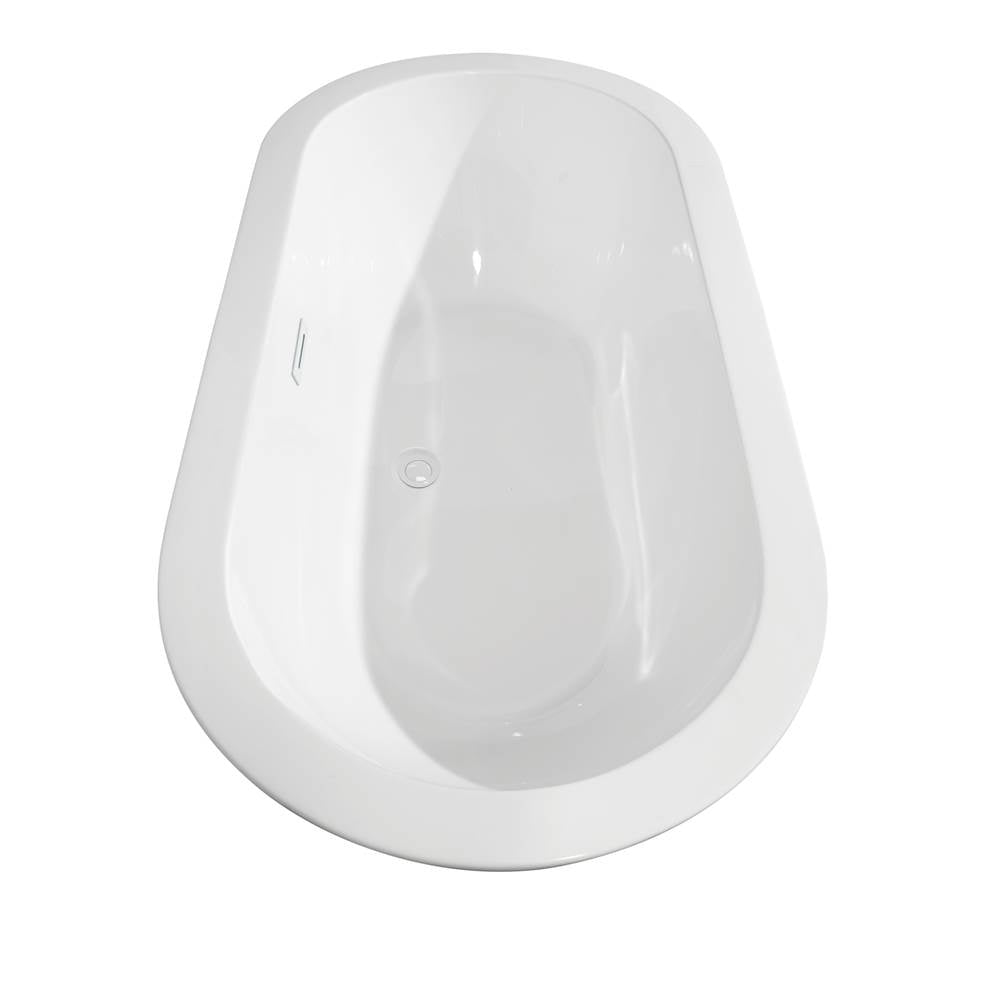 Soho 60 Inch Freestanding Bathtub in White with Shiny White Drain and Overflow Trim