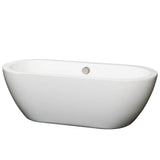 Wyndham Collection - Soho 68 Inch Freestanding Bathtub in White with Brushed Nickel Drain and Overflow Trim - White With Brushed Nickel