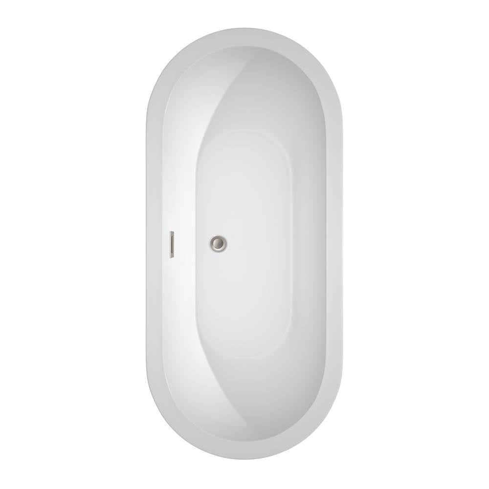 Soho 68 Inch Freestanding Bathtub in White with Polished Chrome Drain and Overflow Trim