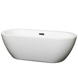 Wyndham Collection - Soho 68 Inch Freestanding Bathtub in White with Matte Black Drain and Overflow Trim