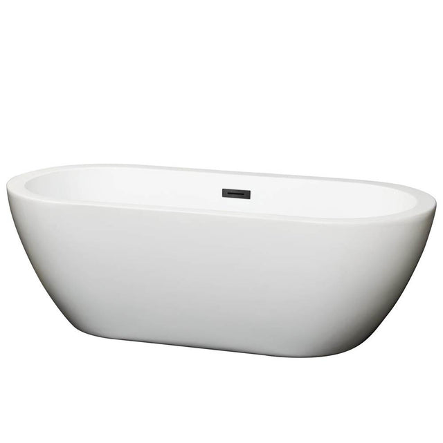 Wyndham Collection - Soho 68 Inch Freestanding Bathtub in White with Matte Black Drain and Overflow Trim