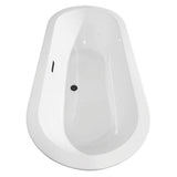 Soho 68 Inch Freestanding Bathtub in White with Floor Mounted Faucet, Drain and Overflow Trim in Matte Black