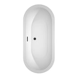 Soho 68 Inch Freestanding Bathtub in White with Floor Mounted Faucet, Drain and Overflow Trim in Matte Black