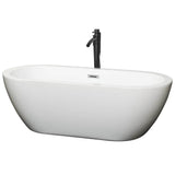 Wyndham Collection - Soho 68 Inch Freestanding Bathtub in White with Polished Chrome Trim and Floor Mounted Faucet in Matte Black