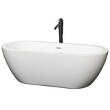 Wyndham Collection - Soho 68 Inch Freestanding Bathtub in White with Shiny White Trim and Floor Mounted Faucet in Matte Black
