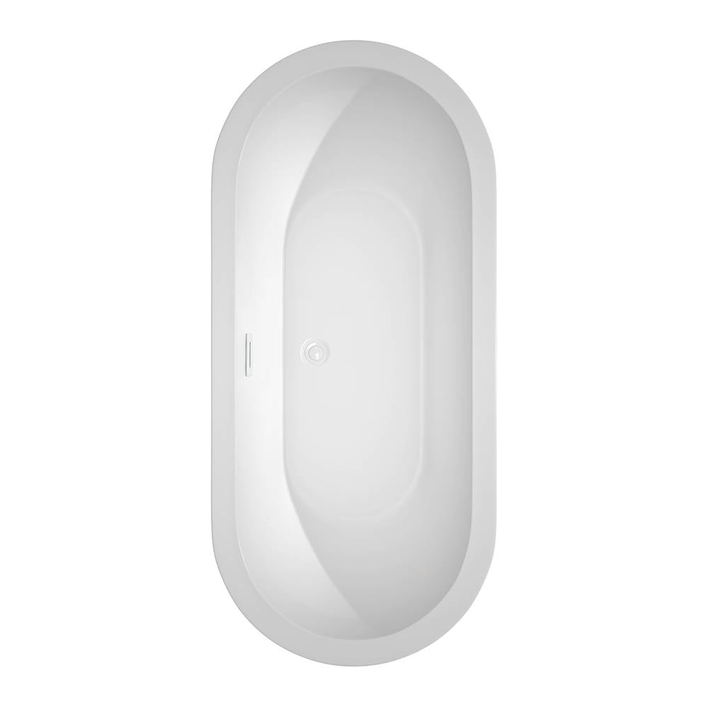 Soho 68 Inch Freestanding Bathtub in White with Shiny White Drain and Overflow Trim