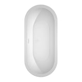 Soho 68 Inch Freestanding Bathtub in White with Shiny White Trim and Floor Mounted Faucet in Brushed Gold