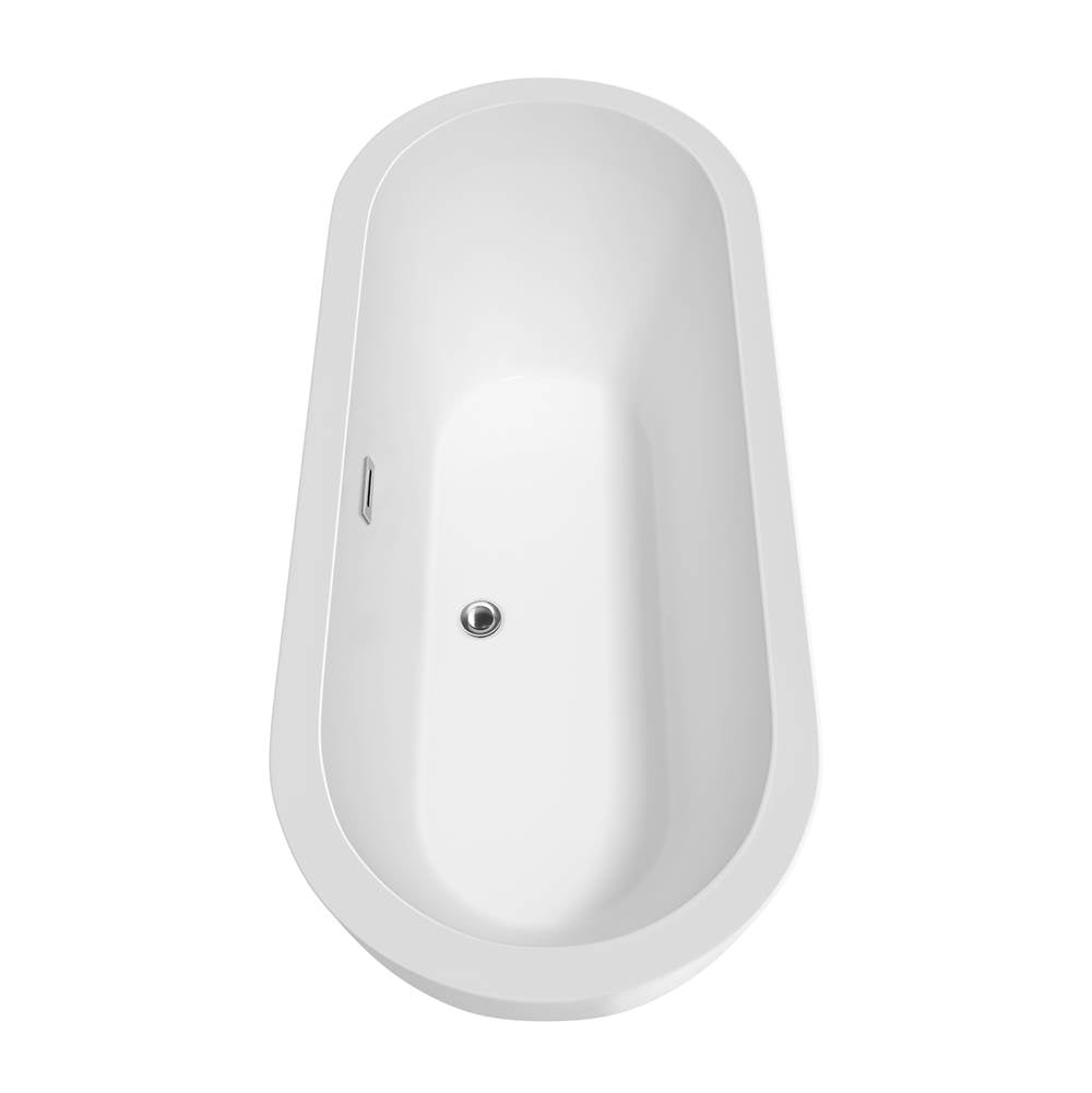 Soho 72 Inch Freestanding Bathtub in White with Polished Chrome Trim and Floor Mounted Faucet in Matte Black