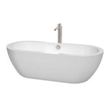 Wyndham Collection - Soho 72 Inch Freestanding Bathtub in White with Floor Mounted Faucet, Drain and Overflow Trim in Brushed Nickel - White With Brushed Nickel