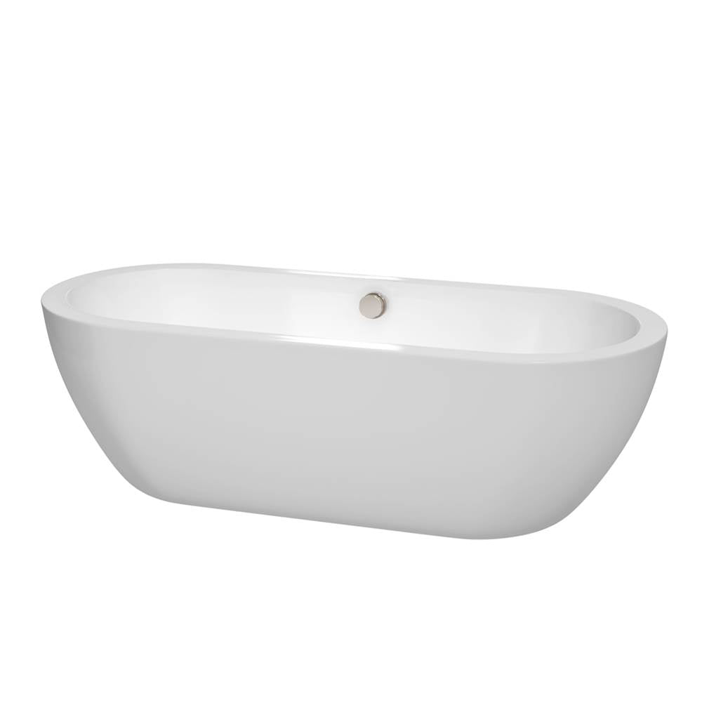 Wyndham Collection - Soho 72 Inch Freestanding Bathtub in White with Brushed Nickel Drain and Overflow Trim - White With Brushed Nickel