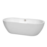 Wyndham Collection - Soho 72 Inch Freestanding Bathtub in White with Brushed Nickel Drain and Overflow Trim - White With Brushed Nickel