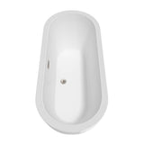 Soho 72 Inch Freestanding Bathtub in White with Floor Mounted Faucet, Drain and Overflow Trim in Brushed Nickel