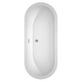 Soho 72 Inch Freestanding Bathtub in White with Floor Mounted Faucet, Drain and Overflow Trim in Brushed Nickel