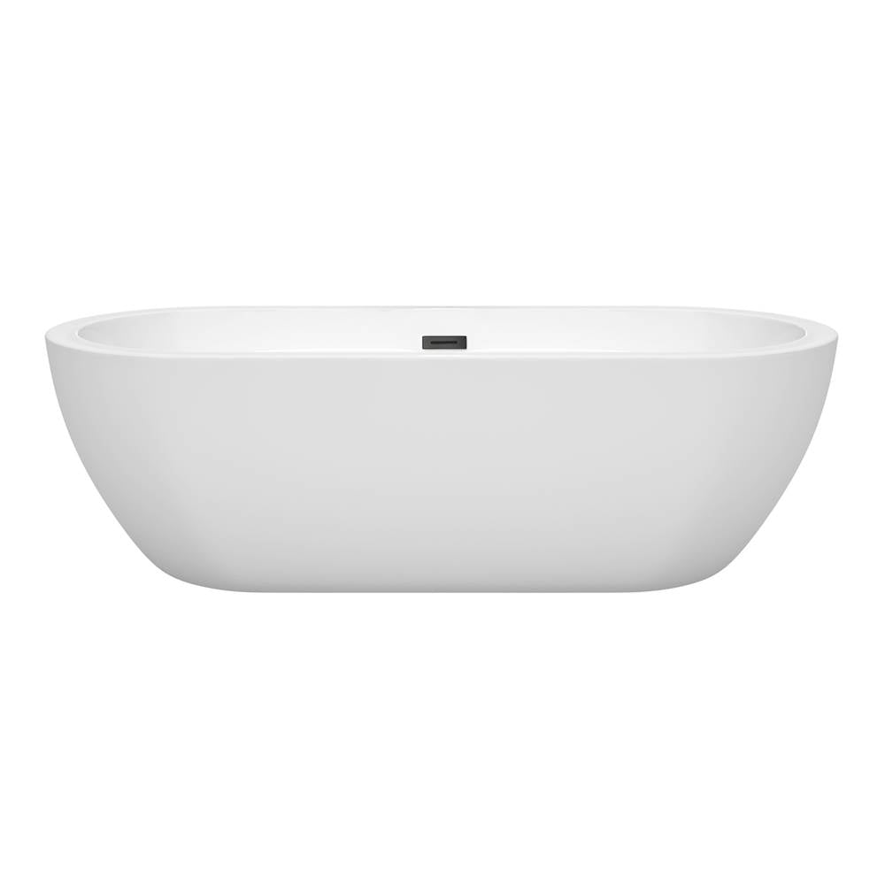 Soho 72 Inch Freestanding Bathtub in White with Matte Black Drain and Overflow Trim
