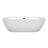 Soho 72 Inch Freestanding Bathtub in White with Matte Black Drain and Overflow Trim