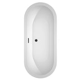 Soho 72 Inch Freestanding Bathtub in White with Floor Mounted Faucet, Drain and Overflow Trim in Matte Black