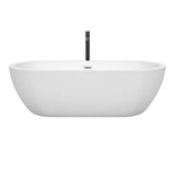 Soho 72 Inch Freestanding Bathtub in White with Polished Chrome Trim and Floor Mounted Faucet in Matte Black