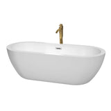Wyndham Collection - Soho 72 Inch Freestanding Bathtub in White with Polished Chrome Trim and Floor Mounted Faucet in Brushed Gold