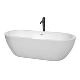 Wyndham Collection - Soho 72 Inch Freestanding Bathtub in White with Shiny White Trim and Floor Mounted Faucet in Matte Black
