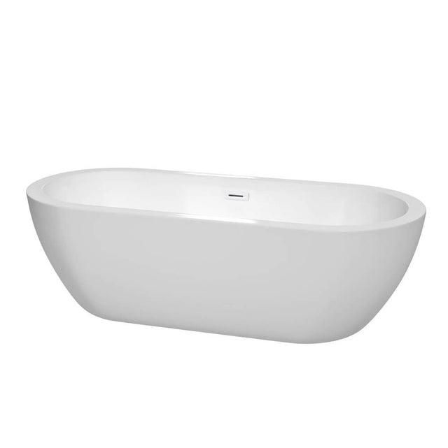 Wyndham Collection - Soho 72 Inch Freestanding Bathtub in White with Shiny White Drain and Overflow Trim