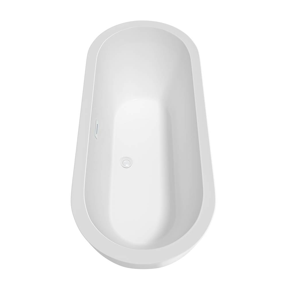 Soho 72 Inch Freestanding Bathtub in White with Shiny White Trim and Floor Mounted Faucet in Matte Black