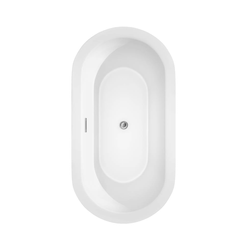Mermaid 60 Inch Freestanding Bathtub in White with Polished Chrome Drain and Overflow Trim