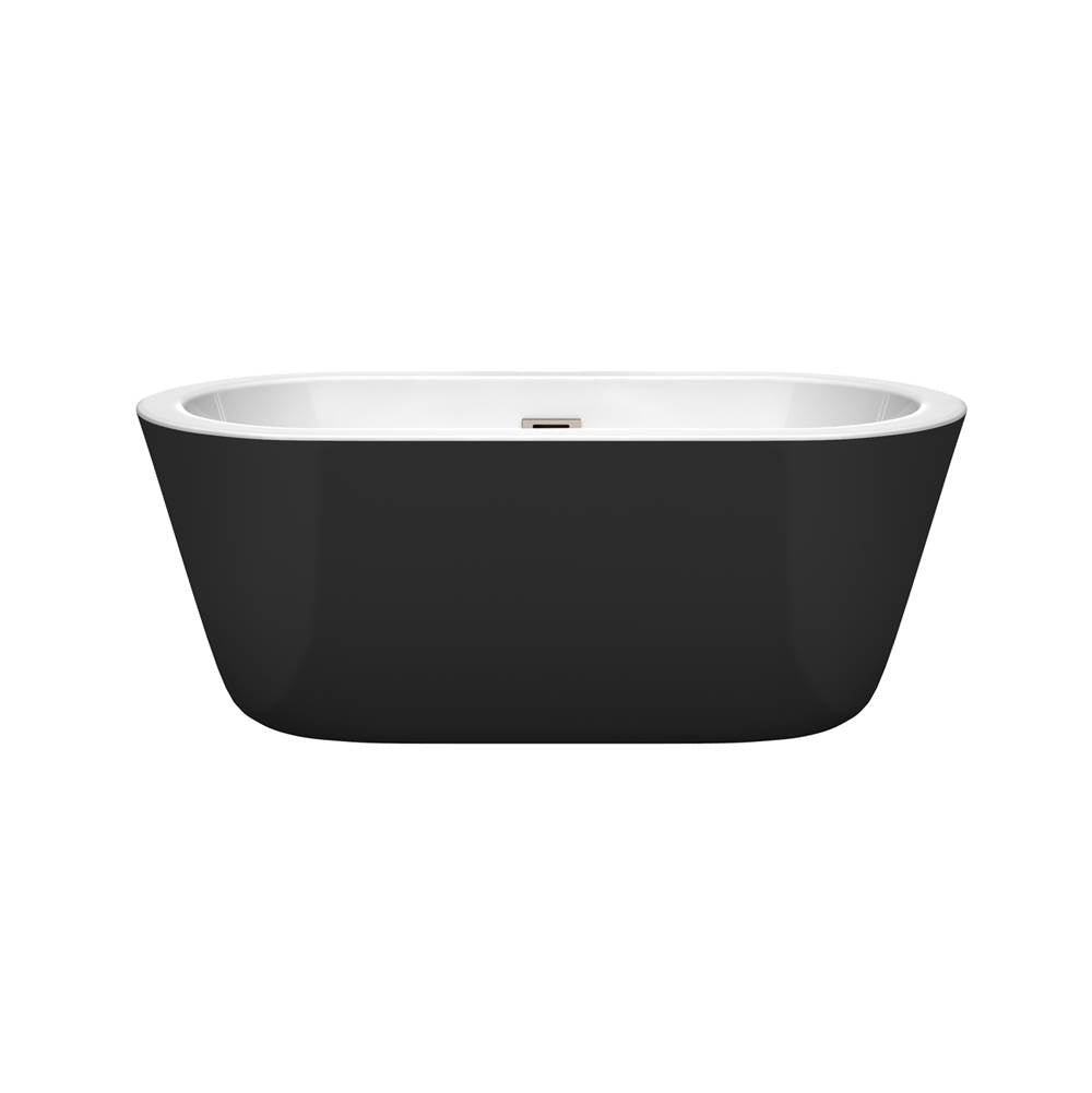 Mermaid 60 Inch Freestanding Bathtub in White with Polished Chrome Drain and Overflow Trim