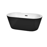 Wyndham Collection - Mermaid 60 Inch Freestanding Bathtub in Black with White Interior with Matte Black Drain and Overflow Trim