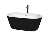 Wyndham Collection - Mermaid 60 Inch Freestanding Bathtub in Black with White Interior with Polished Chrome Trim and Floor Mounted Faucet in Matte Black