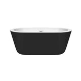 Mermaid 60 Inch Freestanding Bathtub in Black with White Interior with Shiny White Drain and Overflow Trim