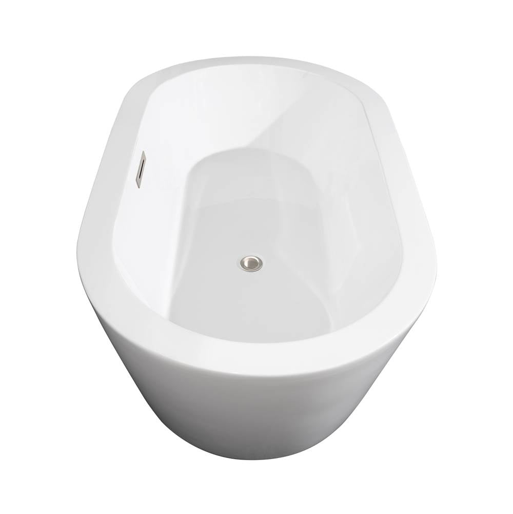 Mermaid 60 Inch Freestanding Bathtub in White with Polished Chrome Drain and Overflow Trim