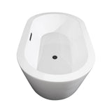 Mermaid 60 Inch Freestanding Bathtub in White with Floor Mounted Faucet, Drain and Overflow Trim in Matte Black