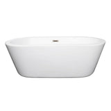 Wyndham Collection - Mermaid 67 Inch Freestanding Bathtub in White with Brushed Nickel Drain and Overflow Trim - White With Brushed Nickel