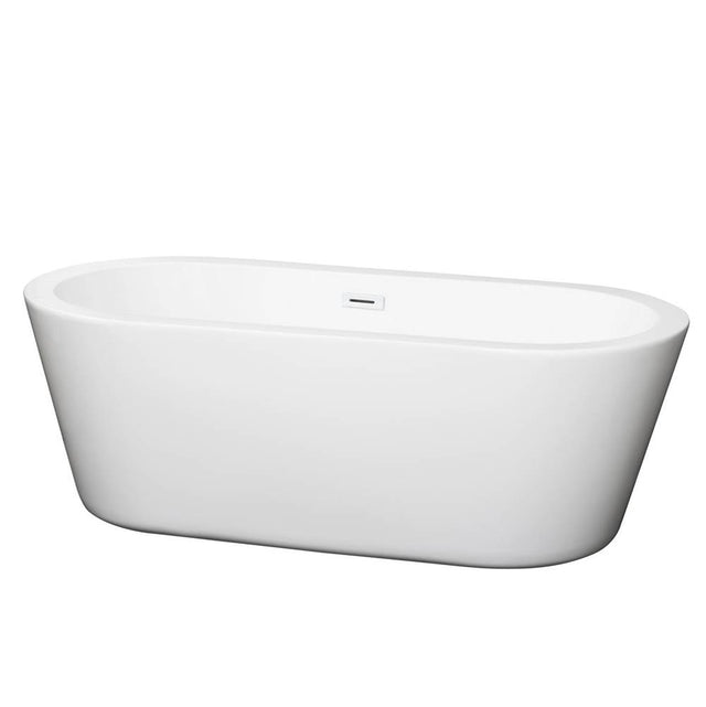 Wyndham Collection - Mermaid 67 Inch Freestanding Bathtub in White with Shiny White Drain and Overflow Trim