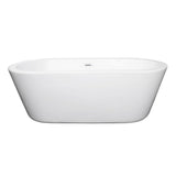 Mermaid 67 Inch Freestanding Bathtub in White with Shiny White Drain and Overflow Trim