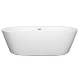 Mermaid 71 Inch Freestanding Bathtub in White with Polished Chrome Drain and Overflow Trim