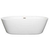 Wyndham Collection - Mermaid 71 Inch Freestanding Bathtub in White with Brushed Nickel Drain and Overflow Trim - White With Brushed Nickel