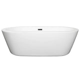 Mermaid 71 Inch Freestanding Bathtub in White with Matte Black Drain and Overflow Trim